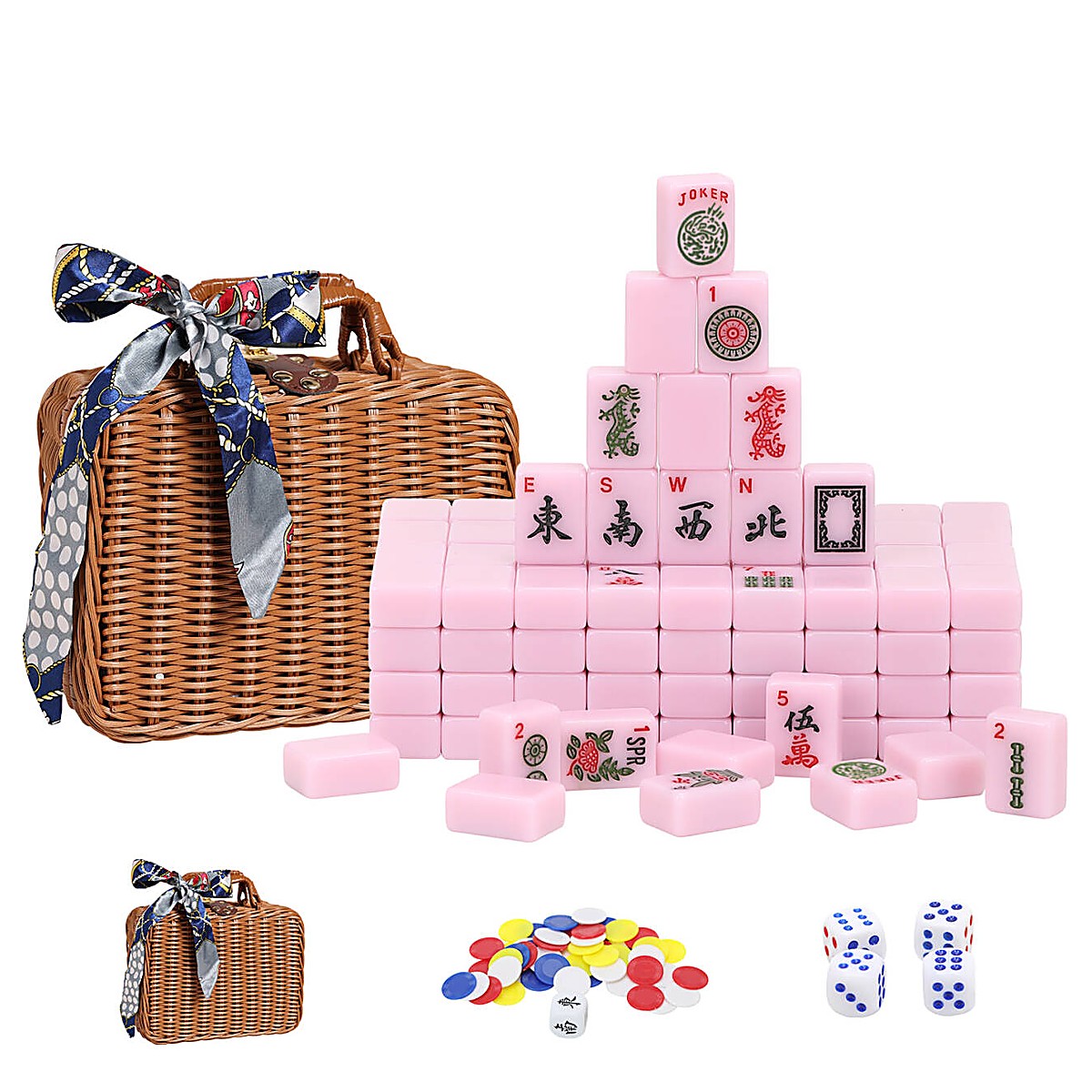 MARCWELL Peony Rattan — American Mahjong Set, 30mm, with Rattan Case