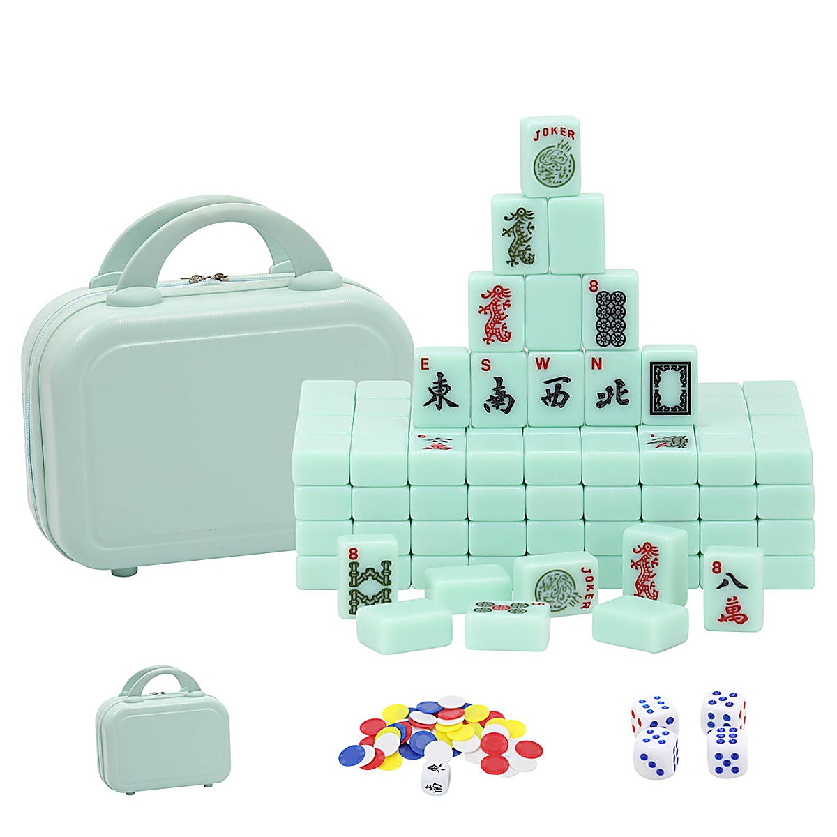 MARCWELL Jade Voyager — American Mahjong 166-Tile Set, 30mm, with Travel Case
