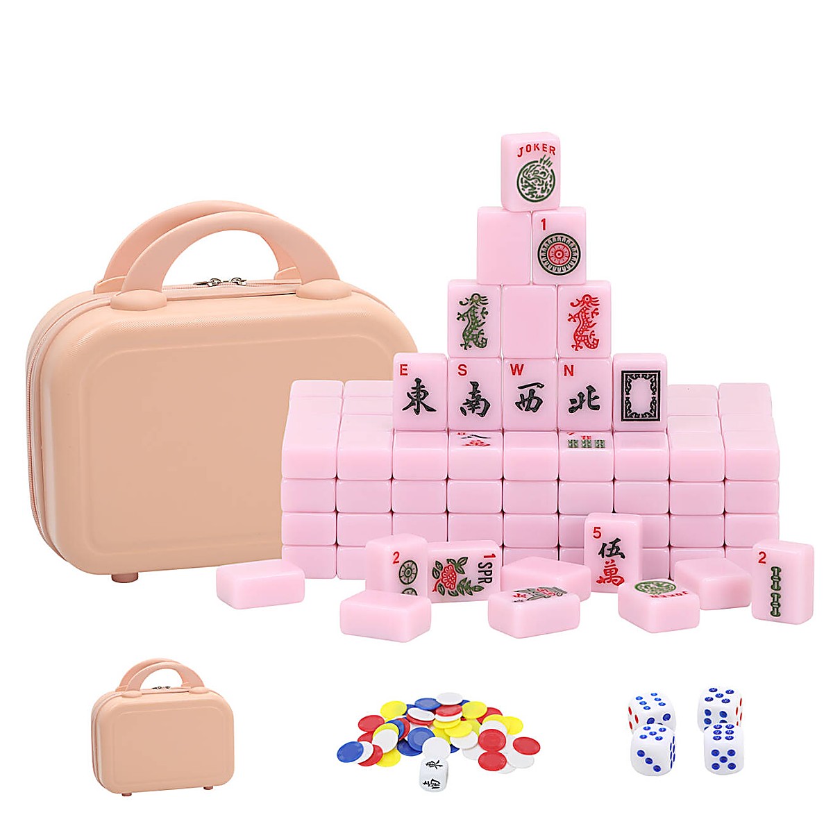 MARCWELL Peony Voyager — American Mahjong 166-Tile Set, 30mm, with Travel Case