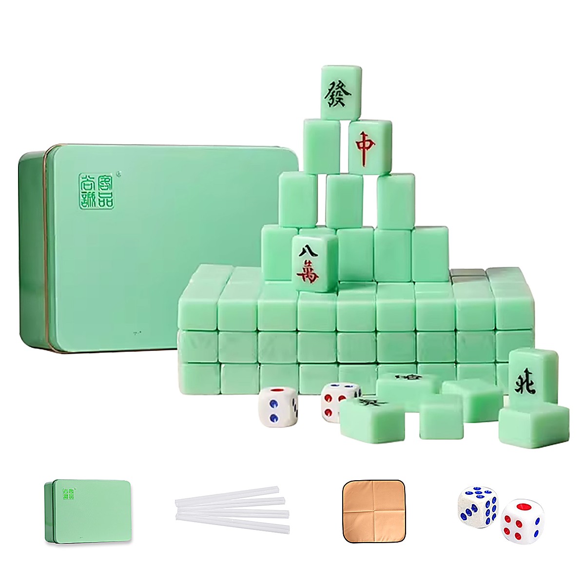 MARCWELL Mint Compact — Chinese Mahjong Set, 20mm, Tin Box