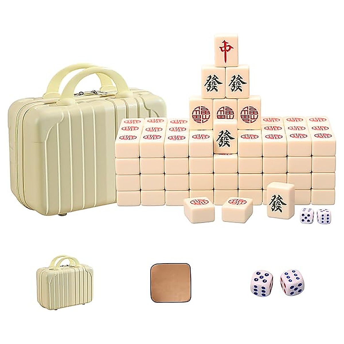 MARCWELL Ivory Double Fortune Voyager — American Mahjong Set, 42mm, with Travel Case