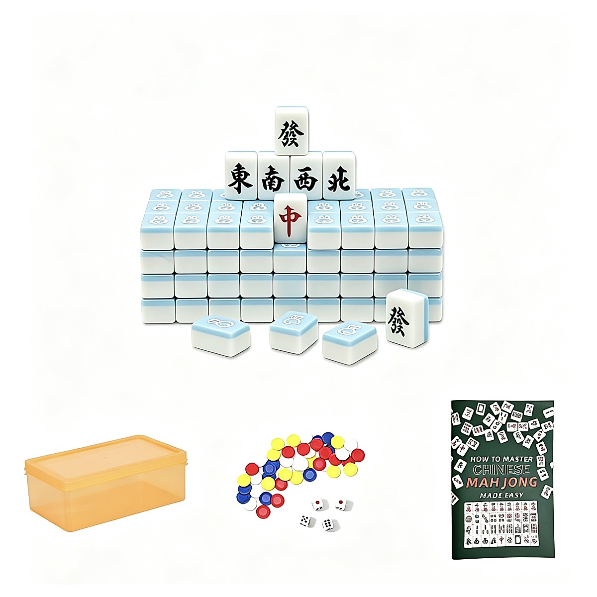 MARCWELL Lagoon Yoyo Rabbit Yoyo Rabbit — Chinese Mahjong Set, 36mm, with Clear Case