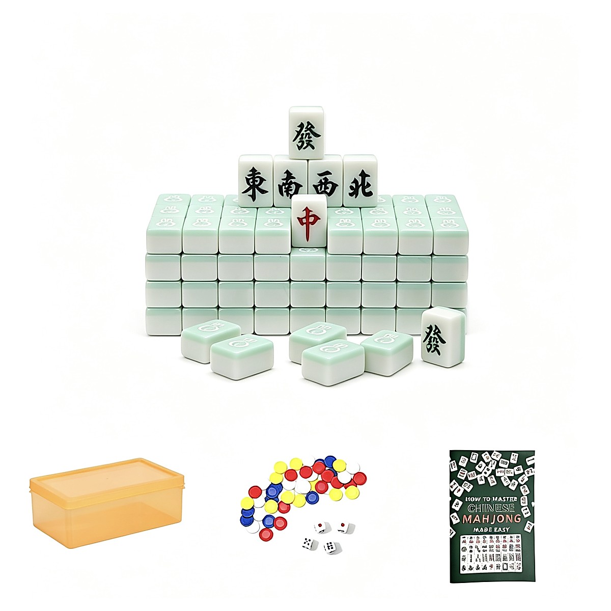 MARCWELL Verdant Yoyo Rabbit Yoyo Rabbit — Chinese Mahjong Set, 36mm, with Clear Case