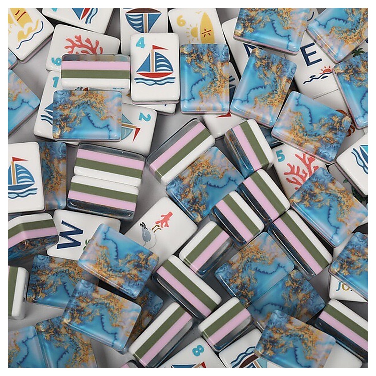 MARCWELL Ocean Acrylic — Acrylic Mahjong Set, 32mm