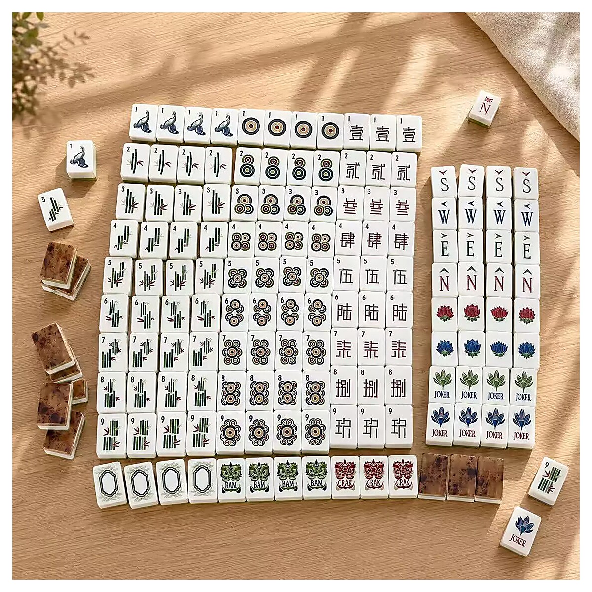 MARCWELL Wood Grain Acrylic — Acrylic Mahjong Set, 32mm