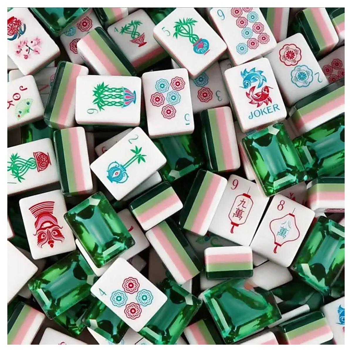 MARCWELL Emerald Acrylic — Acrylic Mahjong Set, 32mm