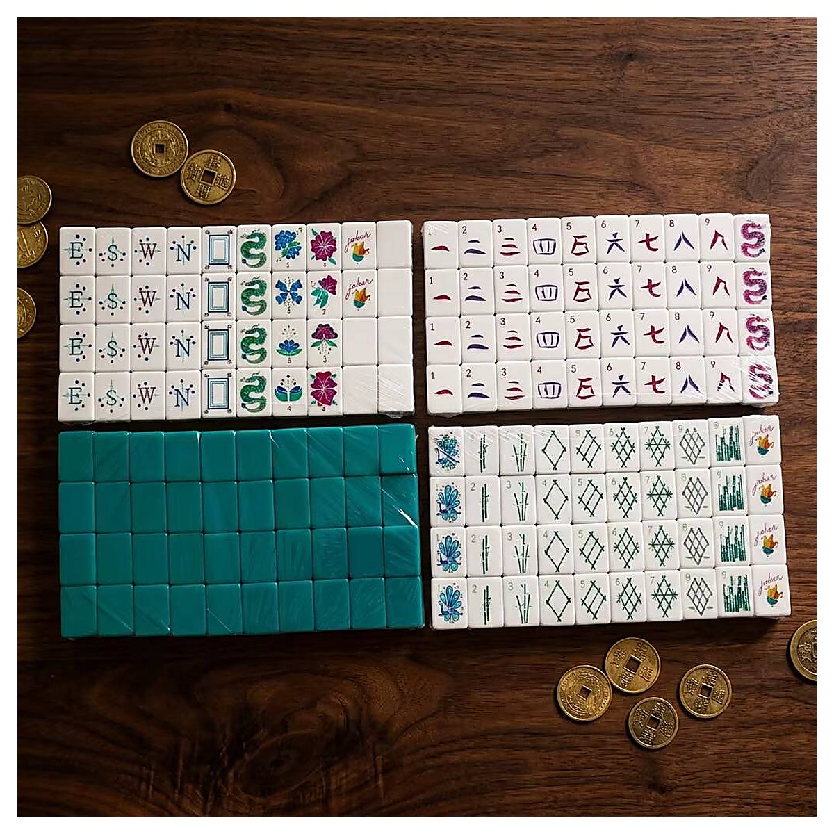 MARCWELL Green Sparkle Acrylic — Acrylic Mahjong Set, 32mm