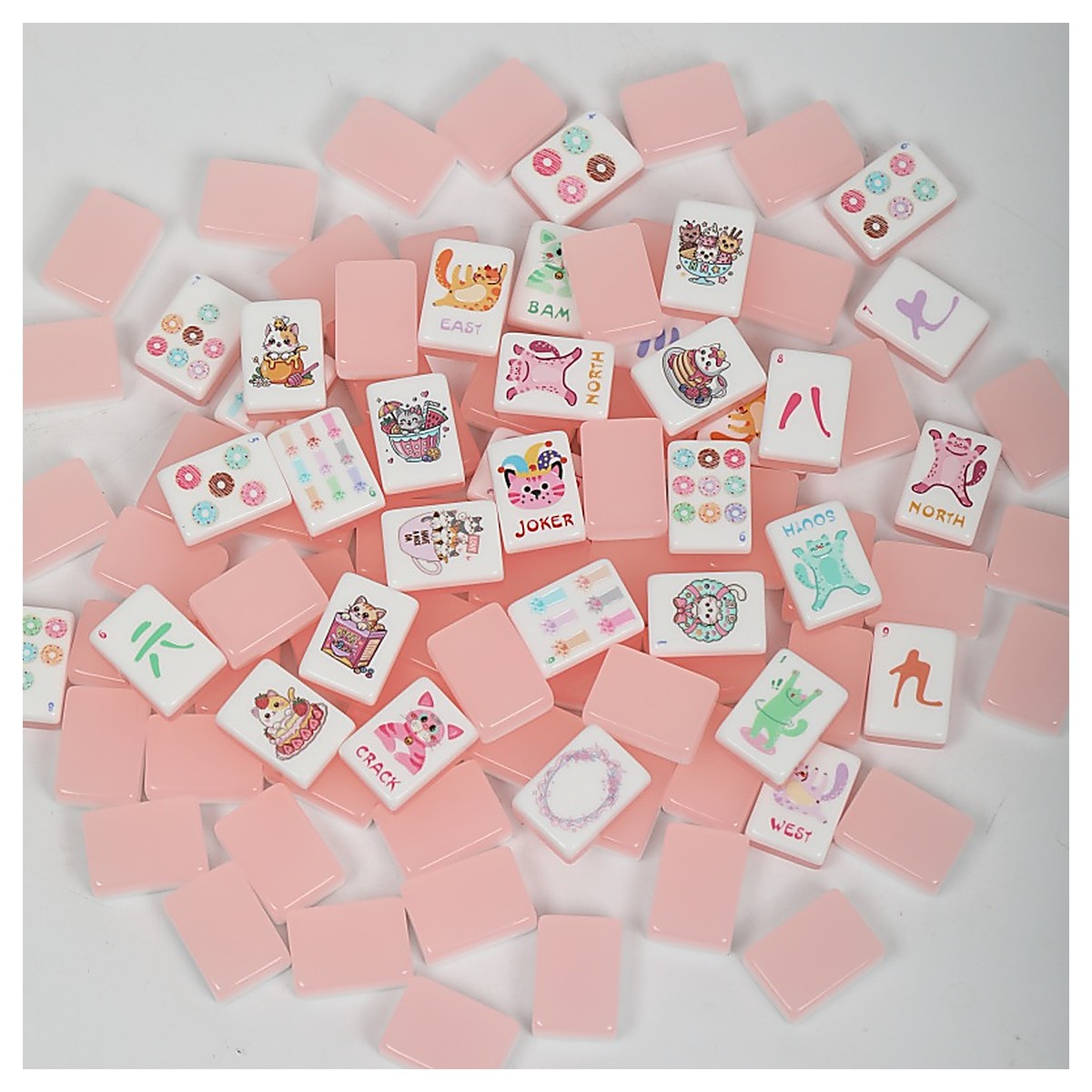 MARCWELL Jelly Pink Cat Acrylic — Acrylic Mahjong Set, 32mm