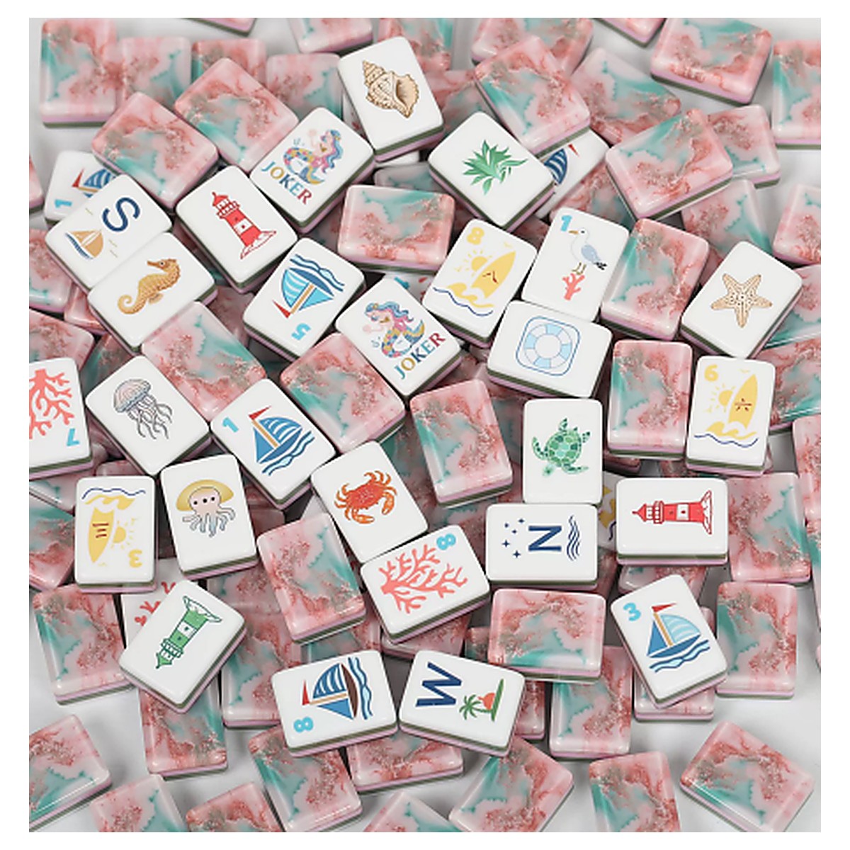MARCWELL Pink Beach Acrylic — Acrylic Mahjong Set, 32mm