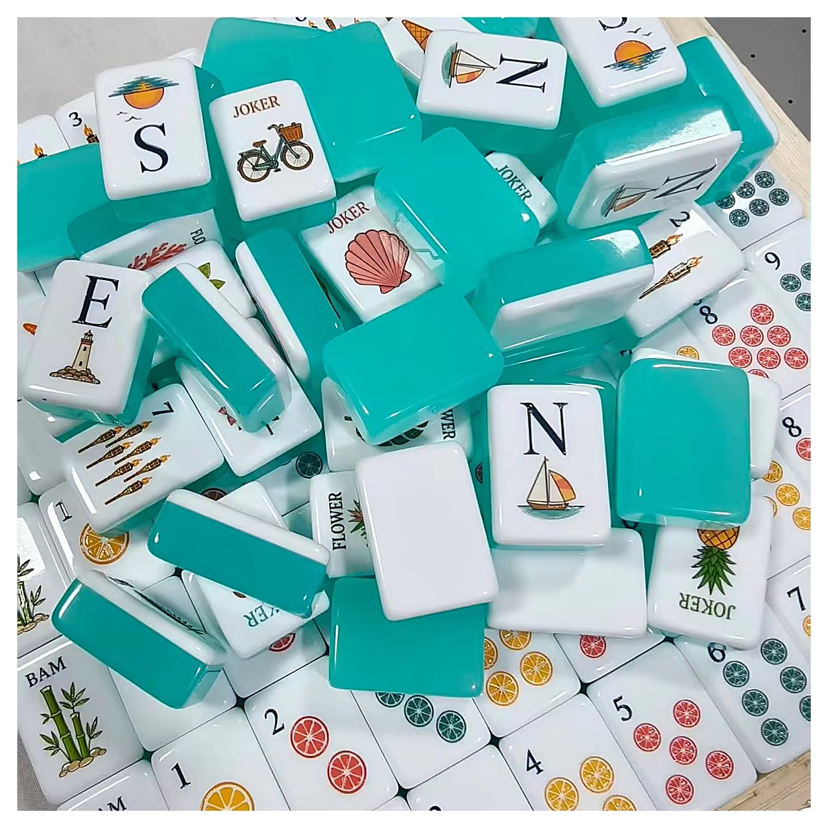 MARCWELL Jelly Green China-Style Acrylic — Acrylic Mahjong Set, 32mm