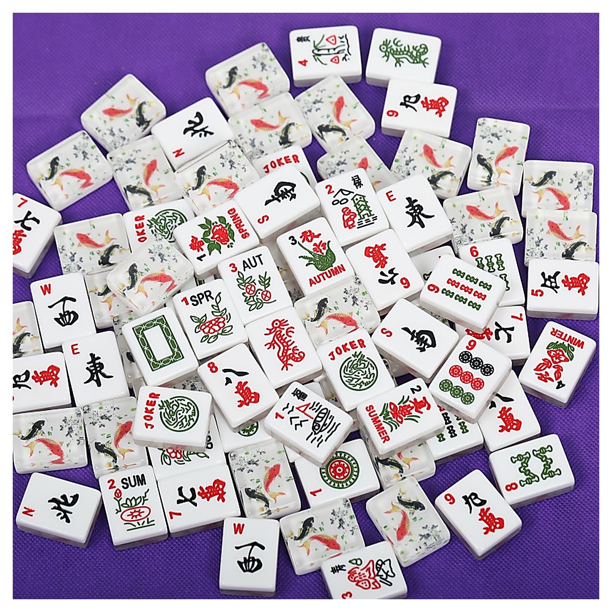 MARCWELL Double Fish Acrylic — Acrylic Mahjong Set, 30mm